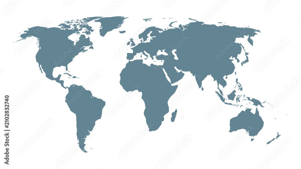 Fototapeta premium Detailed World Map Vector Illustration with Continents on White Background for Global Business Travel Geography Atlas and Worldwide Countries Design