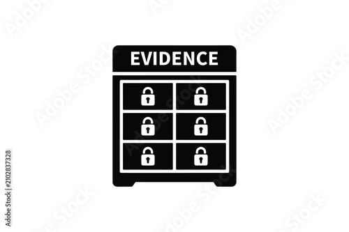 Police Evidence Locker Silhouette Icon | Secure Storage Cabinet