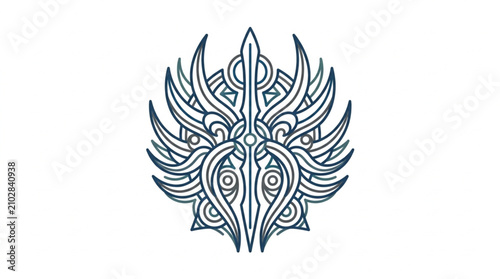 Tableau sur toile Intricate symmetrical tribal crown design illustration.