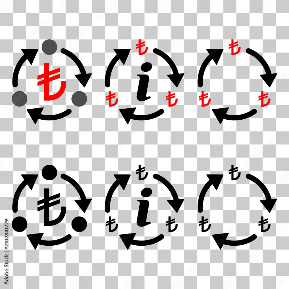 Obraz premium Set of Turkish lira money change icon, trade cash information web symbol, convert sign vector illustration .