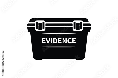 Police Evidence Collection Bin Silhouette Icon | Forensic Storage Container