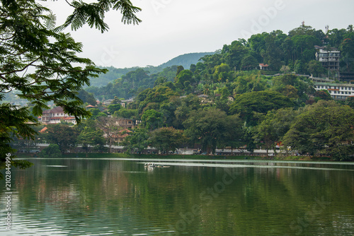 Early Morning View of Kandy Lake in Kandy, Sri Lanka