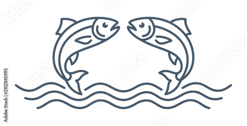 Two Fish Jumping Vector Illustration