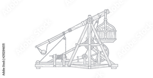Canvas-taulu Medieval Trebuchet Siege Engine Vector Illustration
