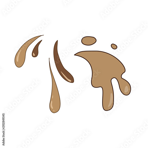 Coffee Splash and Drip Drops Vector Illustration Set