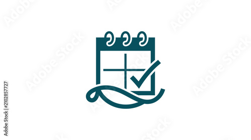 Teal Calendar Icon with Checkmark.