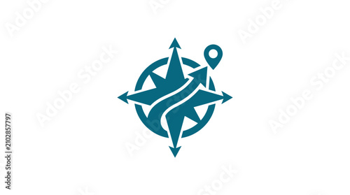 Принти на полотні Teal Compass Navigation Direction Symbol.