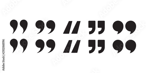 Foto Quotation marks punctuation symbols set for text and dialogue simple and ornate styles