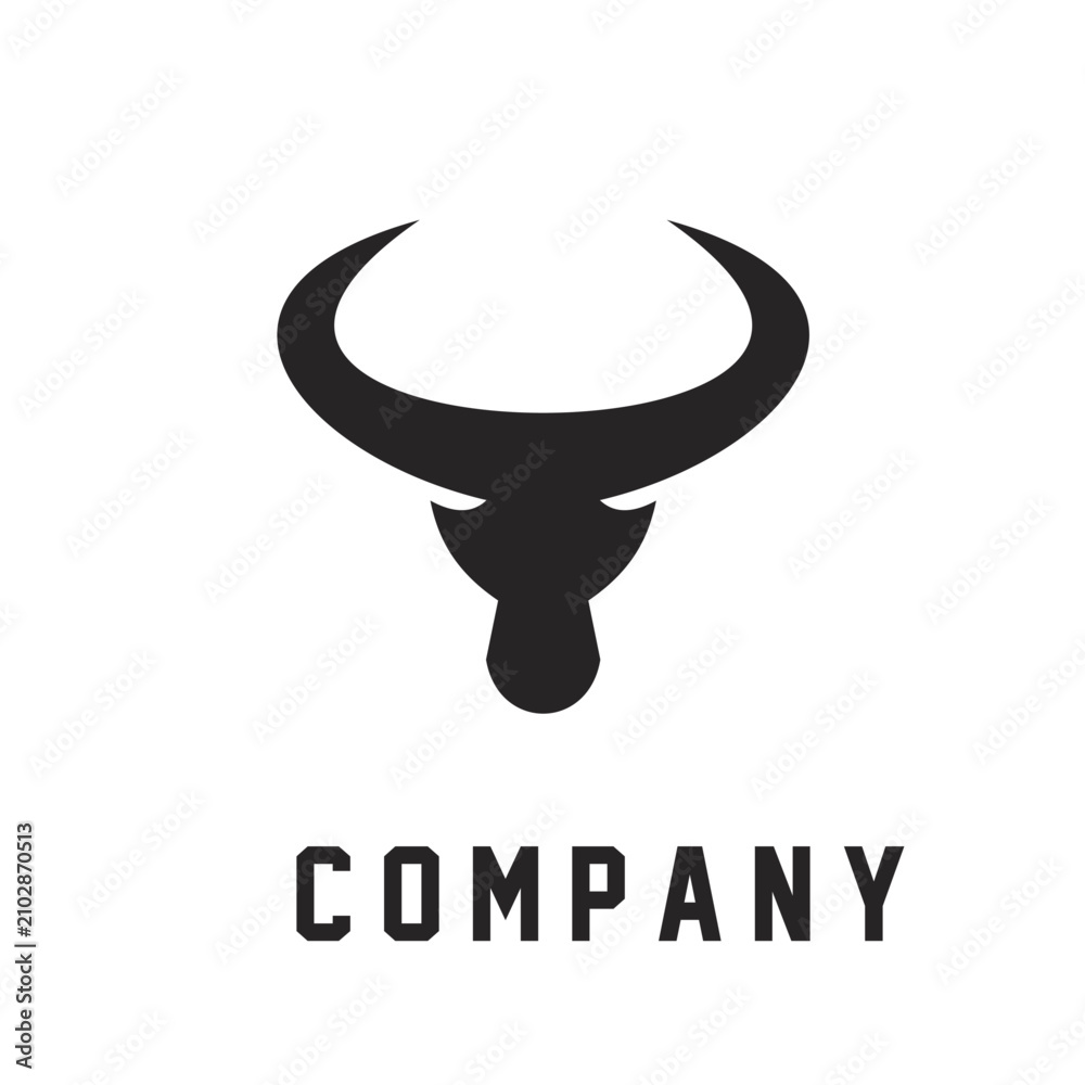 Fototapeta premium Minimalist Black Bull Head Logo Silhouette Vector Icon for Company Branding and Strength Symbolism