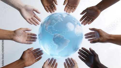 Hands surrounding globe