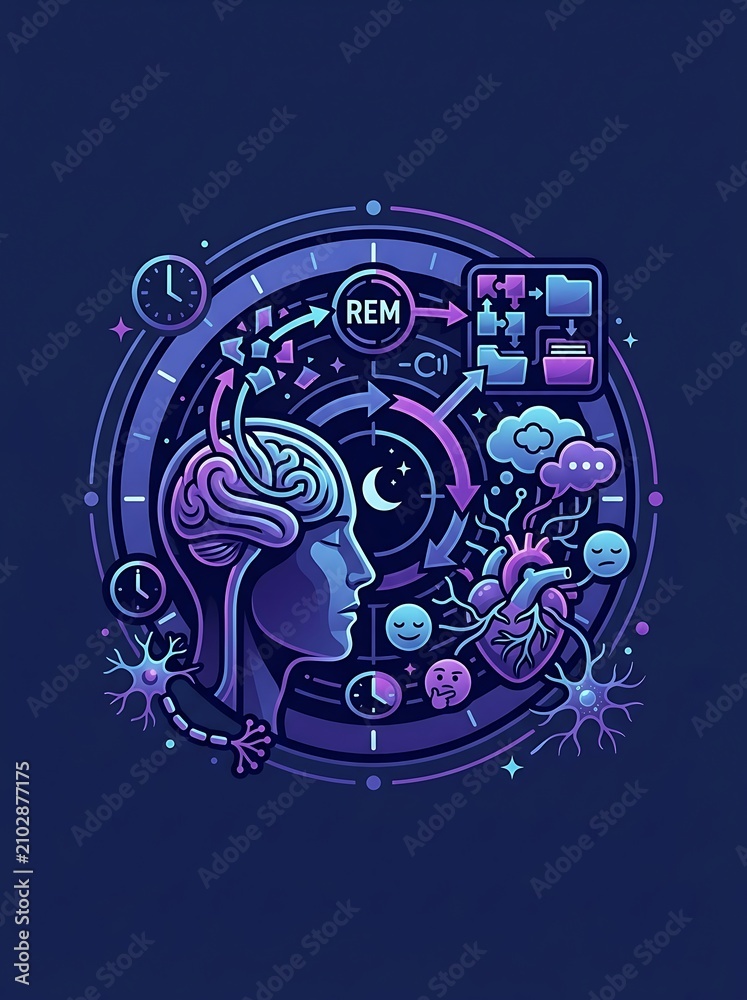 Fototapeta premium Brain activity during rem sleep cycle and memory consolidation