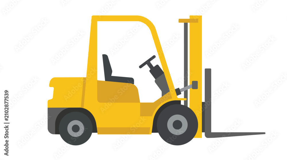 Naklejka premium Yellow Forklift Truck for Warehouse Logistics and Industrial Material Handling Operations on White Background