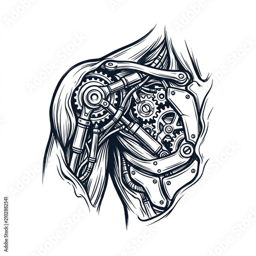 Fotografía Steampunk mechanical horse head with intricate gears and cogs.