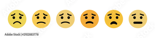 Schilderij op canvas Sadness scale showing various degrees of unhappy emotions on white background vector graphic