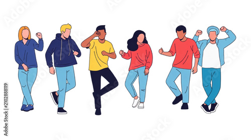 Dancing People Vector Illustration Party Crowd Silhouettes for Music Festival Celebration and Entertainment