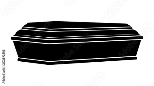 Fotografía Helloween Black coffin silhouette vector icon, funeral casket symbol for mournin