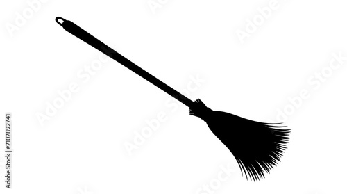 Bild auf Leinwand Helloween Witch broom silhouette vector, traditional straw besom icon for Hallow