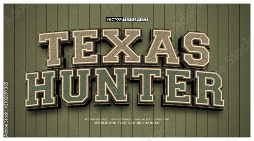 Texas Hunter Vintage 3D Editable Text Effect with Rustic Western Typography Style