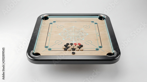Plakat carrom board white background. 