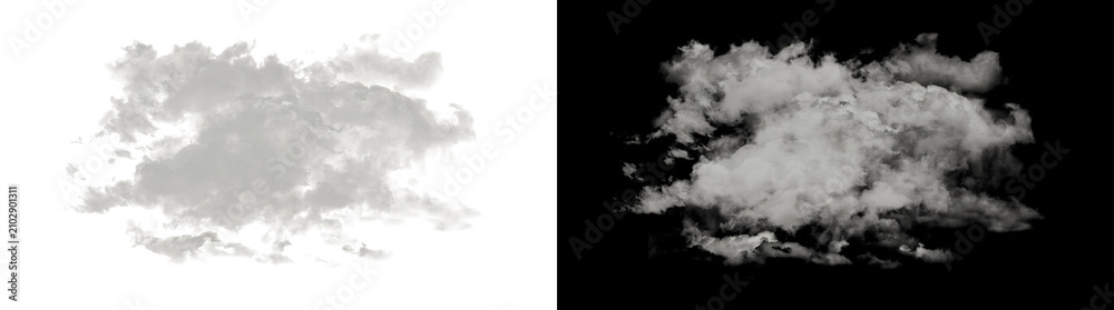 Fototapeta premium Cloud dark storm element with dense thunderous puff shape for dramatic weather replacement composites featuring PNG, Transparent and Black Background Versions assets