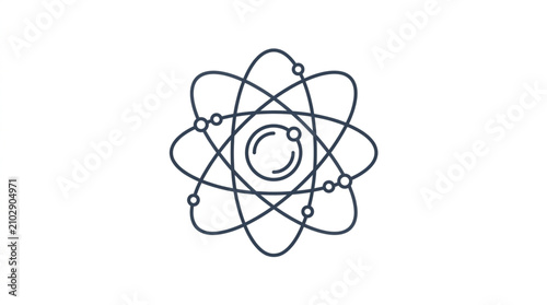 Foto Stylized atom model with orbiting electrons illustration.