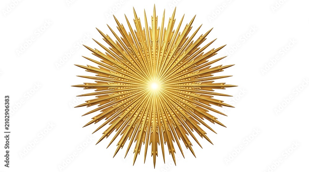 Fototapeta premium Golden spiky light abstract design element.