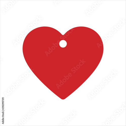 Premium vector illustration of a vibrant red heart shape with a small hole at the top, set against a clean white background, ideal for modern branding and design projects.