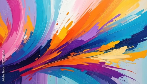 Abstract multicolored digital paint splash design.