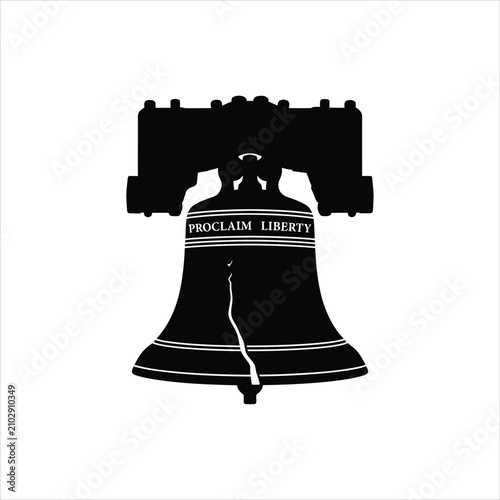 Fotografie High-quality vector illustration of Liberty Bell, iconic American symbol, flat design, isolated on white background, proclaim liberty, clean lines, precise 2D artwork for modern branding