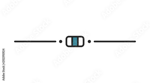 Obraz na płótnie Minimal horizontal slider control bar with teal handle, UI range element isolate