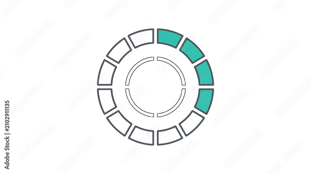 Naklejka premium Segmented circular loading progress ring icon, minimal spinner indicator isolated PNG