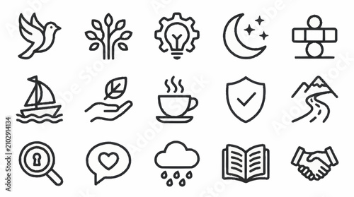 Bild auf Leinwand Minimalist line art icons set for various themes.