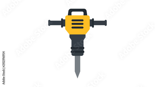 фотографія Professional flat vector illustration of a powerful jackhammer pneumatic drill icon, perfect for construction site graphics, road work maintenance, and industrial equipment design elements