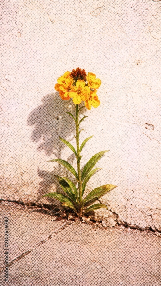 Obraz premium Resilient flower in urban setting mobile wallpaper