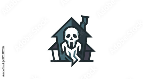 Foto Spooky Ghost Haunting A Dark Haunted House Icon.