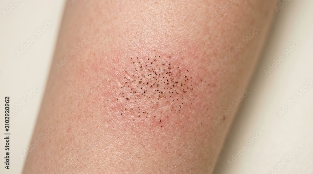 Fototapeta premium Macro close up of skin with dark clogged pores or strawberry legs condition