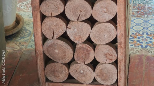 Teak log cross-section surface ม , Teak wood