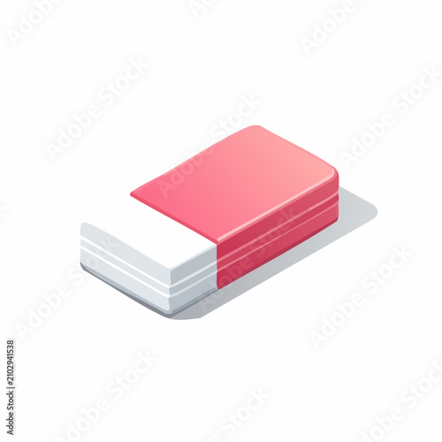 Isometric pink and white layered rubber eraser