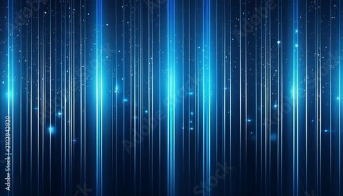 blue background with vertical lines of light and particles with glowing lights and glowing effects vertical stripes of blue light and stars on a dark background