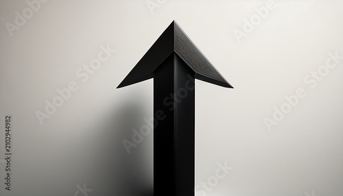 black arrow directing upward positioned against white background signaling vertical progression or navigation guidance