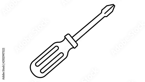 фотографія Professional phillips screwdriver vector icon with an ergonomic handle and editable stroke, hand-drawn line illustration for mechanical work, home repair, and industrial hardware design, scalable