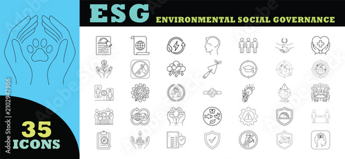 Photos ESG Environmental Social Governance Ultra Thin Line Icons Set for Sustainability