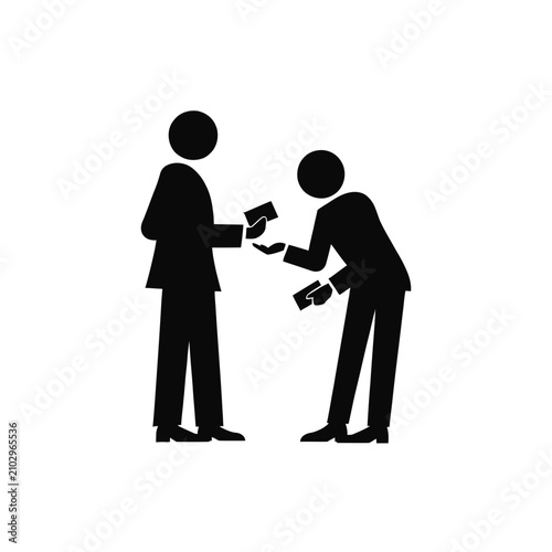 Quadro su tela Businessman offers a bribe to another individual in a dark and secretive financial transaction