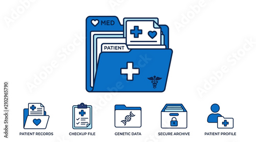 Medical Records Folder Icon & Health Data Icons - Digital Health Archive
