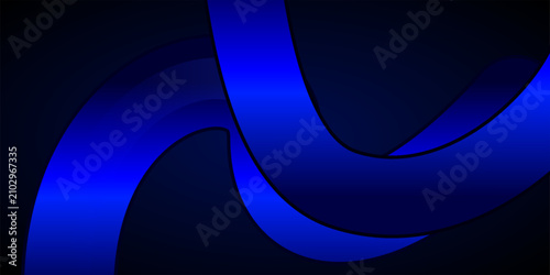 Abstract background with flowing blue ribbons and dark gradients for modern digital design with deep black background