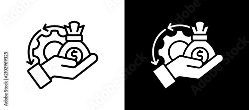 Asset Management whiteblack icon