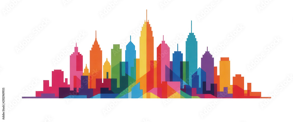 Obraz premium Rainbow City Skyline Vector Design Element