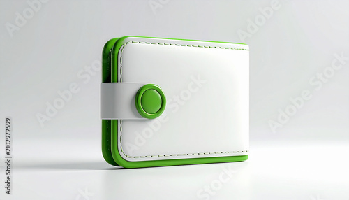 Modern Green and White Wallet with Button Closure