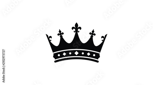 Foto Black Crown Silhouette On White Background Regal Symbol Of Authority