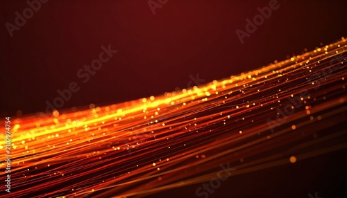 Curved orange glowing abstract light trails on dark background.